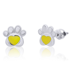 Ювелірні прикраси - Сережки UMa&UMi Лапка із серцем срібло жовті (6737786851734)