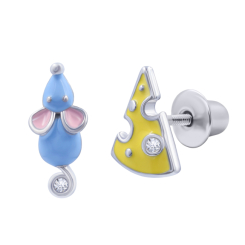 Сережки UmaUmi Pets Мишеня з сиром блакитне (0010000017250)