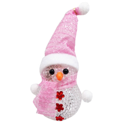 Ночники, проекторы - Ночник новогодний "Снеговичок" Bambi СХ-4-02 LED 15 см розовый (63942)