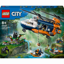Конструктори LEGO - Конструктор LEGO City Вертоліт у базовому таборі для дослідження джунглів (60437)