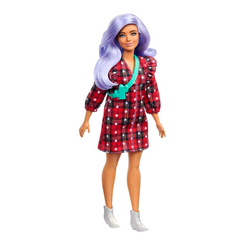 Ляльки - Лялька Barbie Fashionistas із ліловим волоссям у червоній картатій сукні (GRB49)