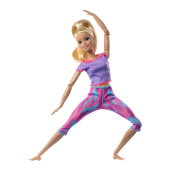 Куклы - Кукла Barbie Made to move Блондинка в сиреневом топе и розово-голубых лосинах (GXF04)