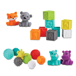 Розвивальні іграшки - Сенсорний набір Infantino М'ячики, кубики та тварини (310231)