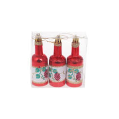 Аксессуары для праздников - Набор елочных украшений BonaDi Бутылки 3 шт 10 см Красный (195-D32) (MR62467)
