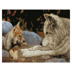 Мозаика - Алмазная картина Strateg Волки отец и сын 40х50 см (FA40059)