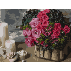 Товары для рисования - Картина по номерам Strateg Розовый букет 30 х 40 см (SS-1266)
