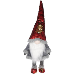 Аксессуары для праздников - Мягкая игрушка Гномик – хранитель воспоминаний Grey 30х21х81 см в красных пайетках Bona DP42568