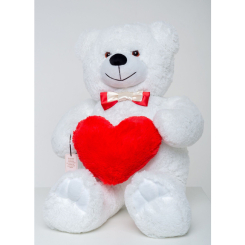 М'які тварини - Плюшевий ведмедик з серцем Mister Medved Берті 110 см Білий (030)