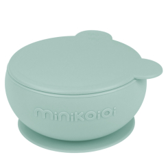 Дитячий посуд та аксесуари - ​Глибока тарілка з кришкою на присосці MinikOiOi Bowly River Green (101080007)