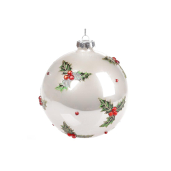 Аксессуары для праздников - Елочный шар BonaDi 10 см Белый с зеленым (874-152) (MR63000)