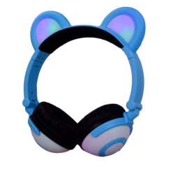 Портативні колонки та навушники - Навушники LINX Bear Ear Headphone з ведмежими вушками LED підсвічування 350 mAh Блакитний (SUN1861)
