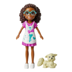 Куклы - Игровой набор Polly Pocket Стильный гардероб модницы кучерявые волосы и собака (HKV88/3)