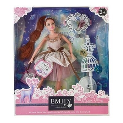 Куклы - Кукла Emily в бежевом платье с манекеном (QJ087B)