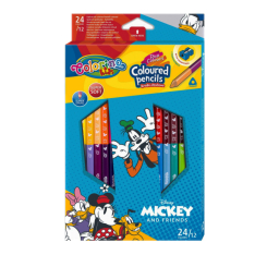 Канцтовари - Олівці кольорові Colorino Disney Міккі Маус 24 кольори двосторонні зі стругачкою (89854PTR) (566524)
