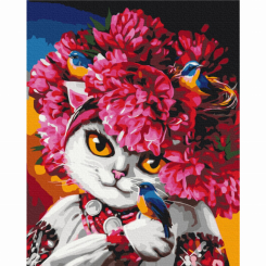 Товары для рисования - Картина по номерам Brushme Цветущая кошка (BS53223)