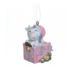 Аксессуары для праздников - Елочная игрушка Elso Бычок с подарком 5 см Розовый (2007-023) (MR61919)