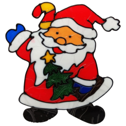 Аксесуари для свят - Силіконова наклейка на скло "Санта Клаус з ялинкою 3" Bambi 13-64-09 20 х 25 см (63719)