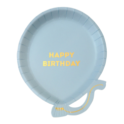 Аксессуары для праздников - Одноразовые тарелки Talking tables Воздушные шарики голубые 12 штук (BDAY-PLATE-BALL-B) (5052715089004)