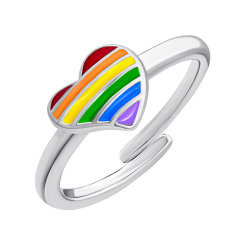 Ювелирные украшения - Кольцо UmaUmi Цветное сердце с разноцветной эмалью (2210000018921)