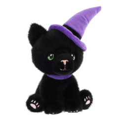 Мягкие животные - Мягкая игрушка Keel toys Keeleco Halloween Черная кошка в фиолетовой шляпе 15 см (EH3878/2)
