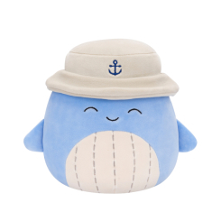 Мягкие животные - Мягкая игрушка Squishmallows Синий кит Самир в панаме 19 см (SQCR06593)