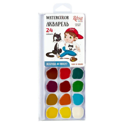 Канцтовары - Набор акварельных красок ROSA Kids Cats with a Boy 24 цвета (301207)
