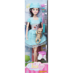 Куклы - Кукла Медсестра с ребенком в голубом платье MIC (YT059A1/2/3/4/5) (217903)