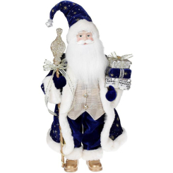 Аксесуари для свят - Новорічна фігурка Санта з палицею 46см (м'яка іграшка), синій з шампанню Bona DP73690