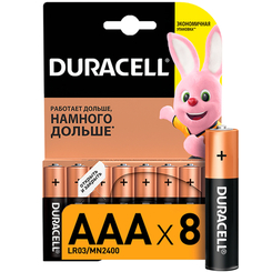 Акумулятори і батарейки - Батарейки лужні Duracell Basic ААА 1.5V LR03 8 шт (5000394203341b)