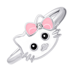 Ювелирные украшения - Кольцо UmaUmi Кити-котик с бело-розовой эмалью и фианитом (119570700611)