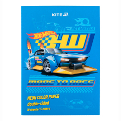 Канцтовары - Бумага цветная неоновая Kite Hot Wheels 10 листов A4 (HW24-252)