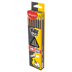 Набор графитовых карандашей Maped Black Peps HB с резинкой 12 штук (MP.851721)