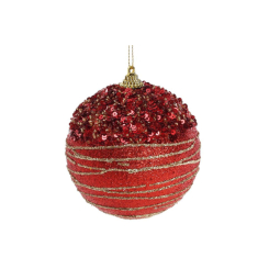 Аксессуары для праздников - Елочный шар BonaDi 10 см Красный с золотым (182-907) (MR62979)