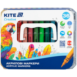 Канцтовары - Набор акриловых маркеров с жидкими чернилами Kite Creative 36 цветов (K-1163)