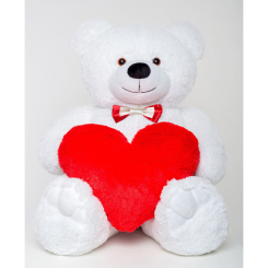 М'які тварини - Плюшевий ведмедик з серцем Mister Medved Ренді 130 см Білий (033)
