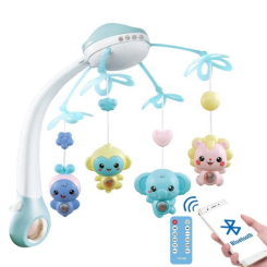 Підвіски, мобілі - Дитячий мобіль для немовлят на ліжечко з проектором A1 Блакитний (889982A-Blue)