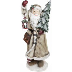 Аксессуары для праздников - Фигура декоративная Santa с елкой и фонариком 98 см с LED-подсветкой бежевый Bona DP43087