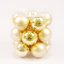 Аксесуари для свят - Кульки скляні Flora D 8 см 15 шт Золотистий (44599) (MR62934)