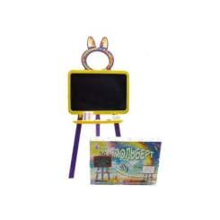Детская мебель - Детский мольберт для рисования Doloni 110-130 с аксессуарами желто-голубой 013777/1