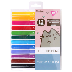 Канцтовари - ​Фломастери Yes Jumbo Pusheen 12 кольорів (650589)