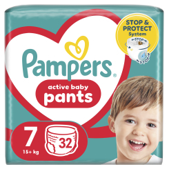 Товары по уходу - Подгузники-трусики Pampers Active baby Giant Plus 15+ кг 32 шт (8006540374559) Товары по уходу - Подгузники-трусики Pampers Active baby Giant Plus 15+ кг 32 шт (8006540374559)
