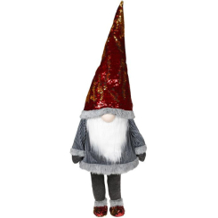 Аксессуары для праздников - Мягкая игрушка Гномик – хранитель воспоминаний Grey 43х30х123 см в красных пайетках Bona DP42566