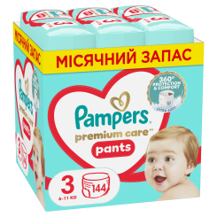 Товары по уходу - Подгузники-трусики Pampers Premium care Midi 6-11 кг 144 шт (8006540490891)
