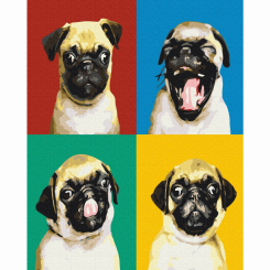 Товари для малювання - Картина за номерами Brushme Колаж з мопсом (BS51321)
