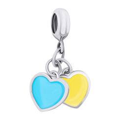 Ювелірні прикраси - Кулон UmaUmi Україна із двох сердець із жовтою та блакитною емаллю (2210000019133)