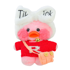 М'які тварини - М'яка іграшка Lalafanfan рожева у червоному светрі 25 см (DC0959/1)