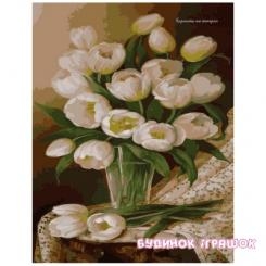 Товары для рисования - Рисование по номерам Белые тюльпаны Идейка (MG1063)