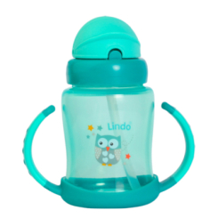 Товари для догляду - Поїльник Lindo з силіконовою трубочкою зелений (8850217400405)