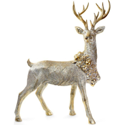 Аксесуари для свят - Фігура для новорічного декору Золотий олень із вінком Bona DP42820