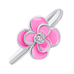 Ювелірні прикраси - Каблучка UmaUmi Flowers Піон з рожевою емаллю та фіанітом (2210000018419) Ювелірні прикраси - Каблучка UmaUmi Flowers Піон з рожевою емаллю та фіанітом (2210000018419)